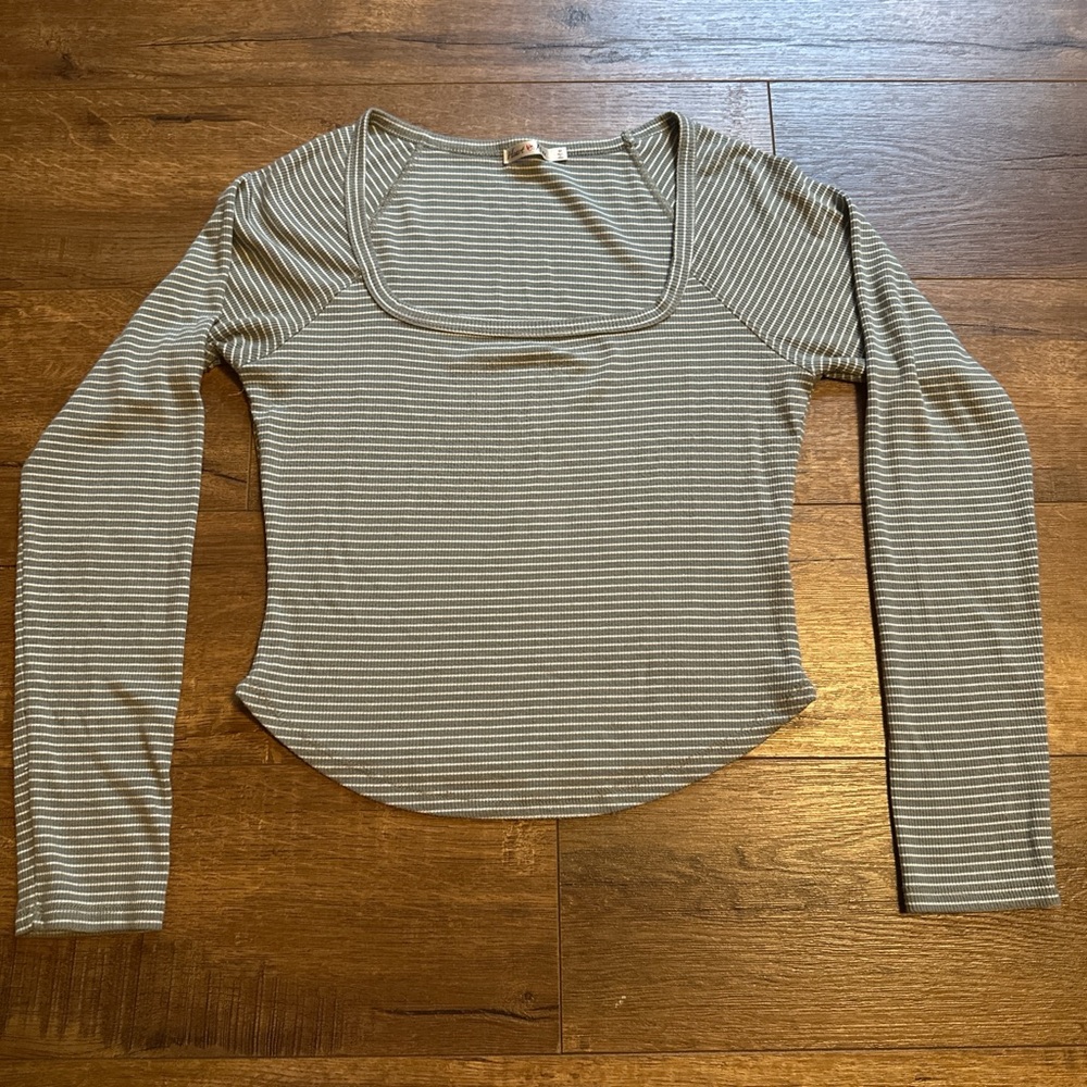 Striped Long Sleeve Top - Green